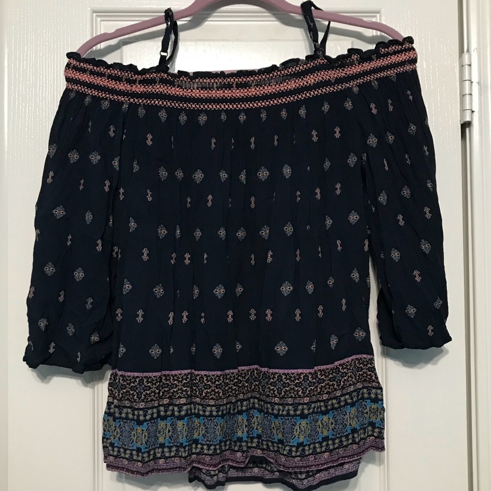 Small Blue Target Xhilaration Top Off Shoulders